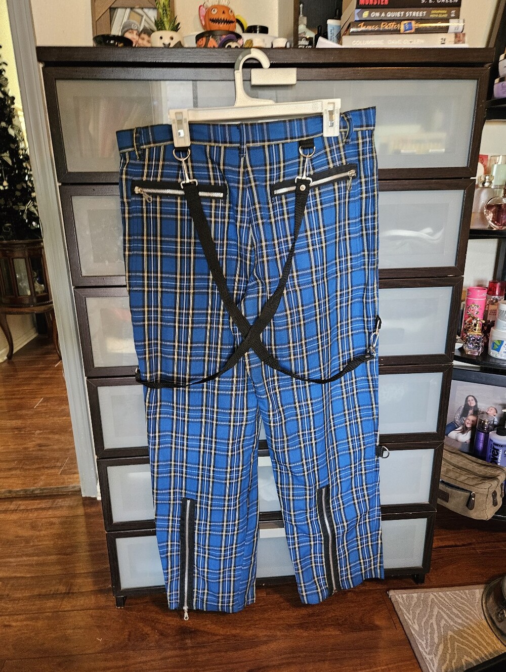 Morbid Threads Blue Plaid Bondage Pants Punk Rock Mens Size 36 NWOT